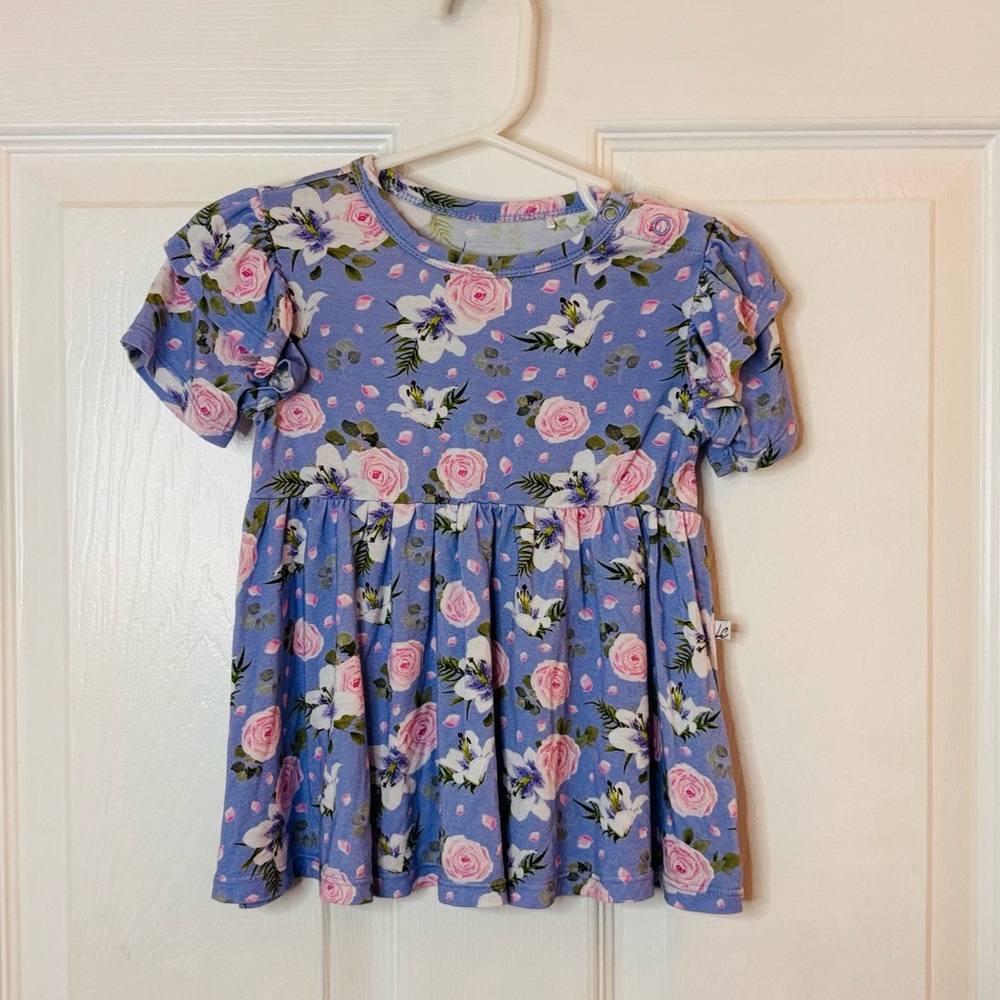 Floral Blue Kids Bamboo Top